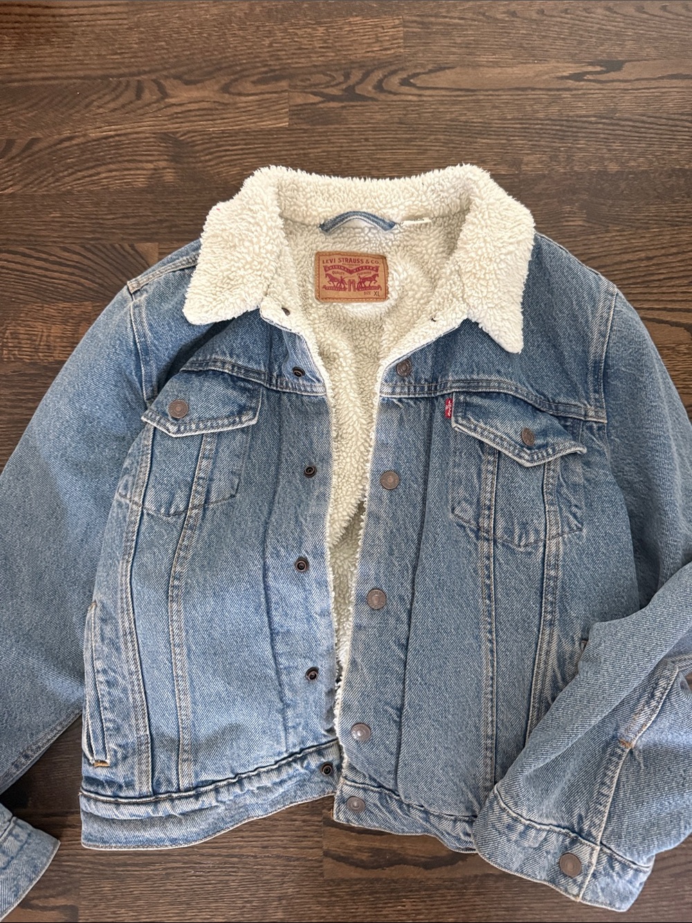 Levi's Light Blue Denim Jacket with Cream Sherpa Collar